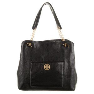 EUC Tory Burch Chelsea Slouchy Leather Shoulder Tote Bag, black, gold hardware